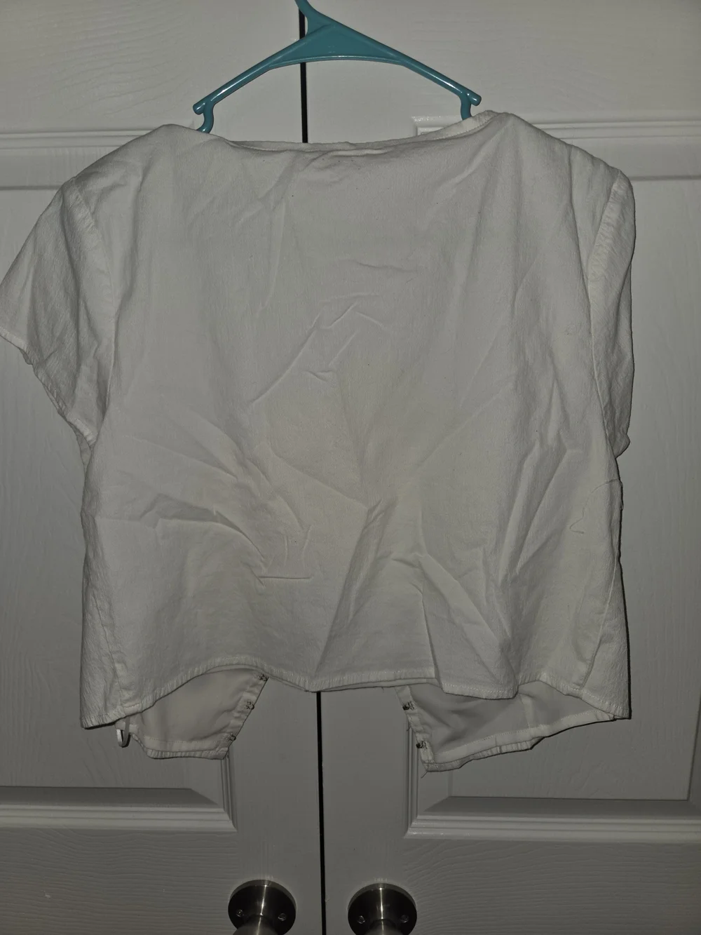 Abercrombie & Fitch White Short-Sleeve Tie-Front Cropped Blouse